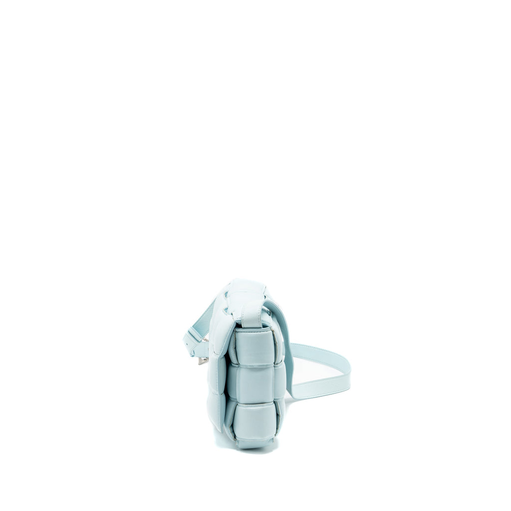 BOTTEGA VENETA PADDED CASSETTE SOFT LAMBSKIN LIGHT BLUE SHW