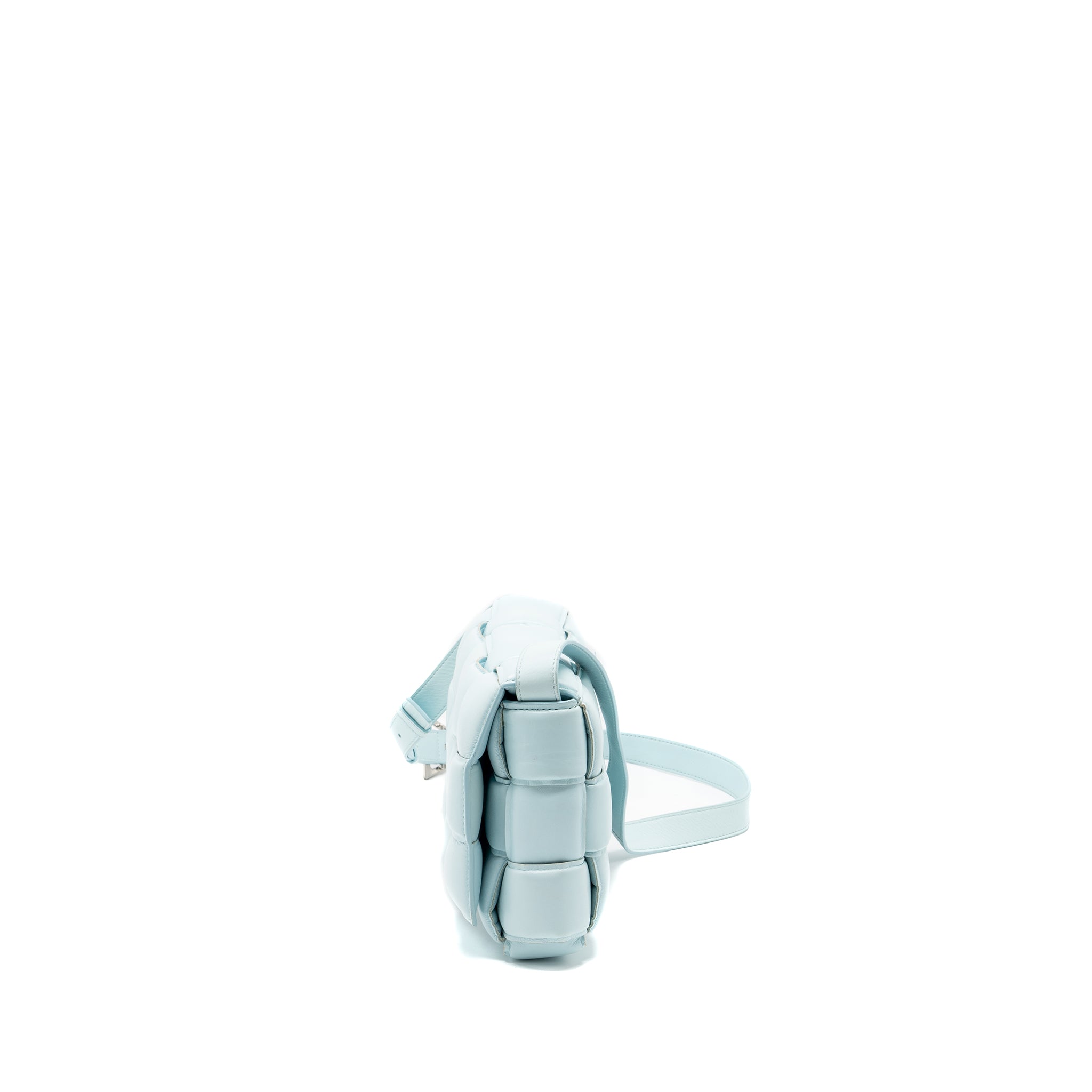 BOTTEGA VENETA PADDED CASSETTE SOFT LAMBSKIN LIGHT BLUE SHW