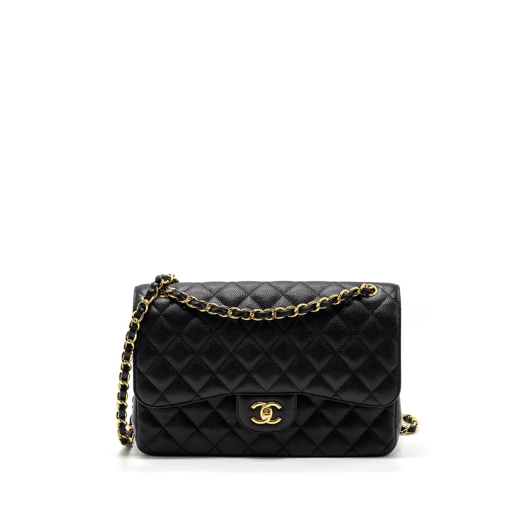 CHANEL JUMBO CLASSIC DOUBLE FLAP BAG CAVIAR BLACK GHW