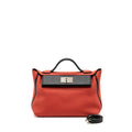 HERMES 24/24-29 BAG CLEMENCE/ SWIFT ROUGE PIVOINE/NOIR SHW