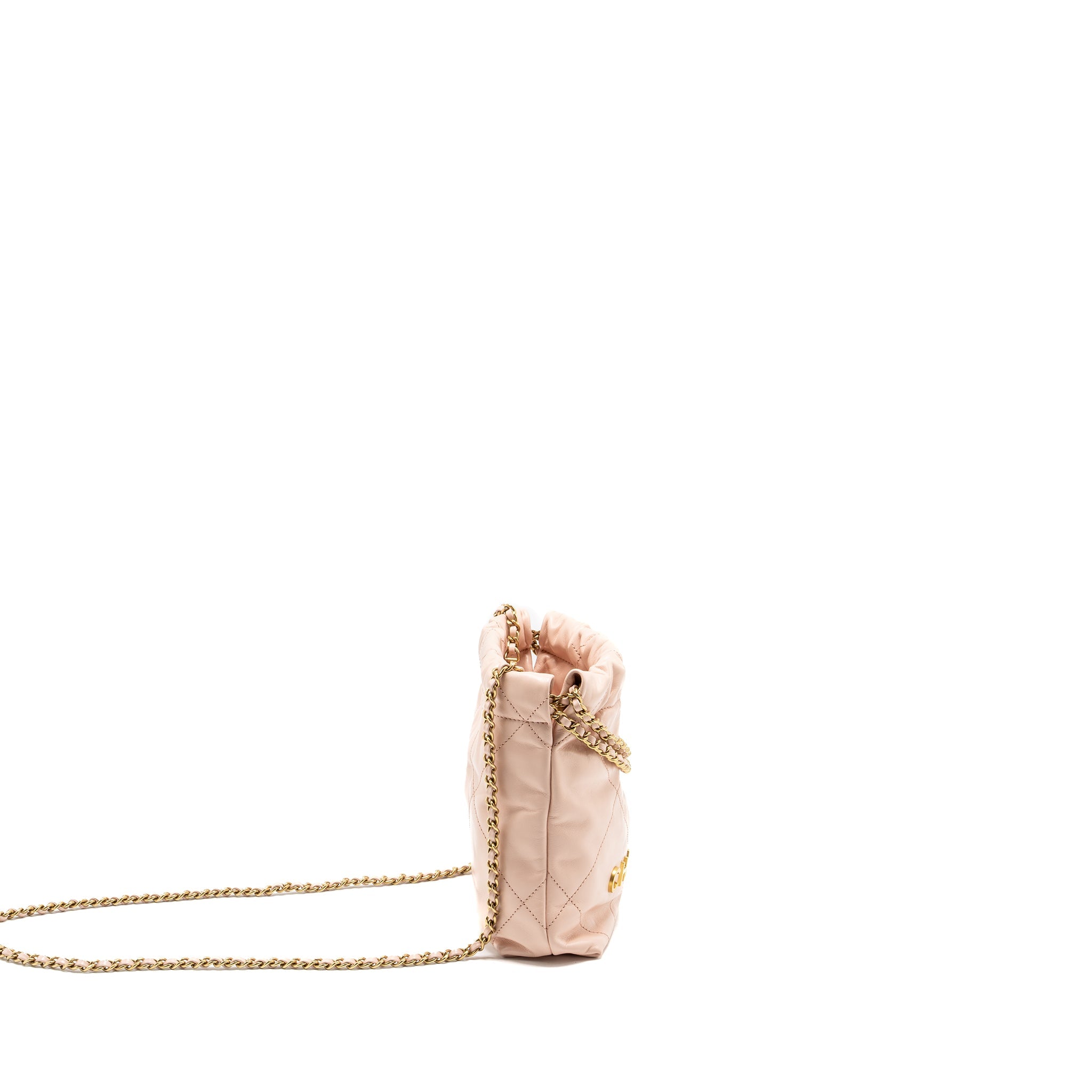 CHANEL MINI 22 BAG SHINY CALFSKIN PINK GHW (MICROCHIP)