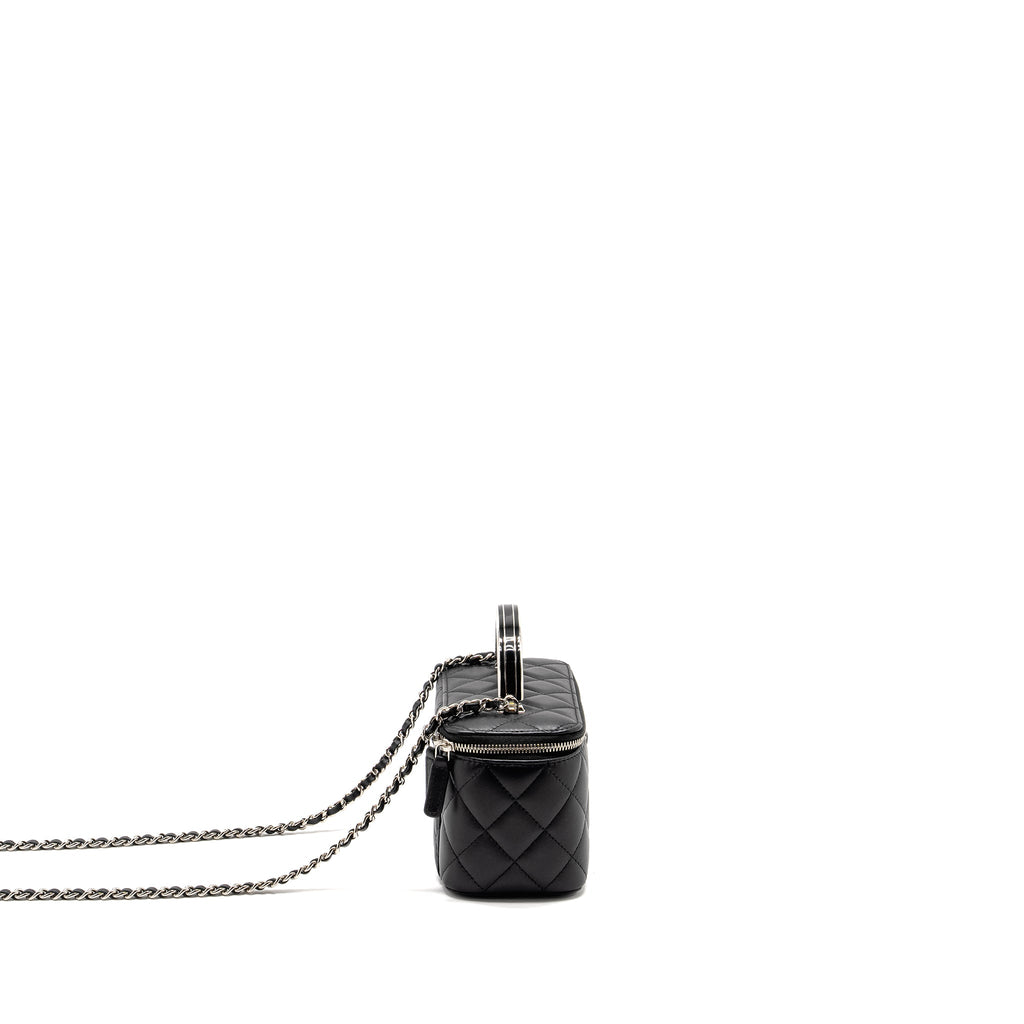 CHANEL TOP HANDLE LONG VANITY CASE LAMBSKIN BLACK SHW (MICROCHIP)