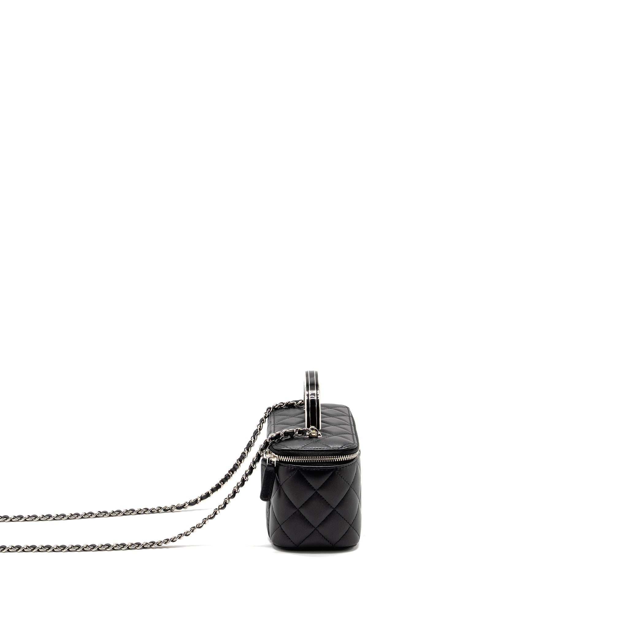 CHANEL TOP HANDLE LONG VANITY CASE LAMBSKIN BLACK SHW (MICROCHIP)