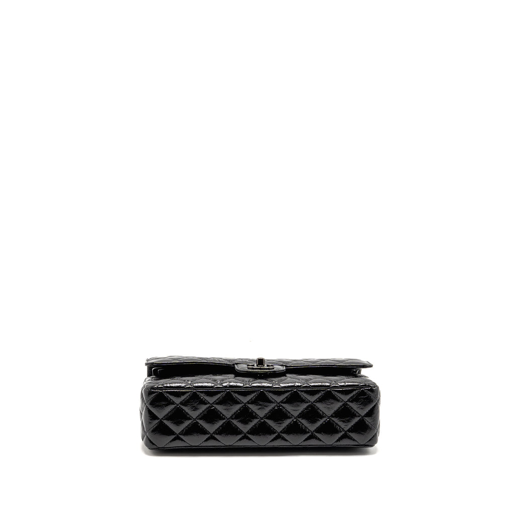 CHANEL MEDIUM CLASSIC DOUBLE FLAP BAG PATENT SO BLACK