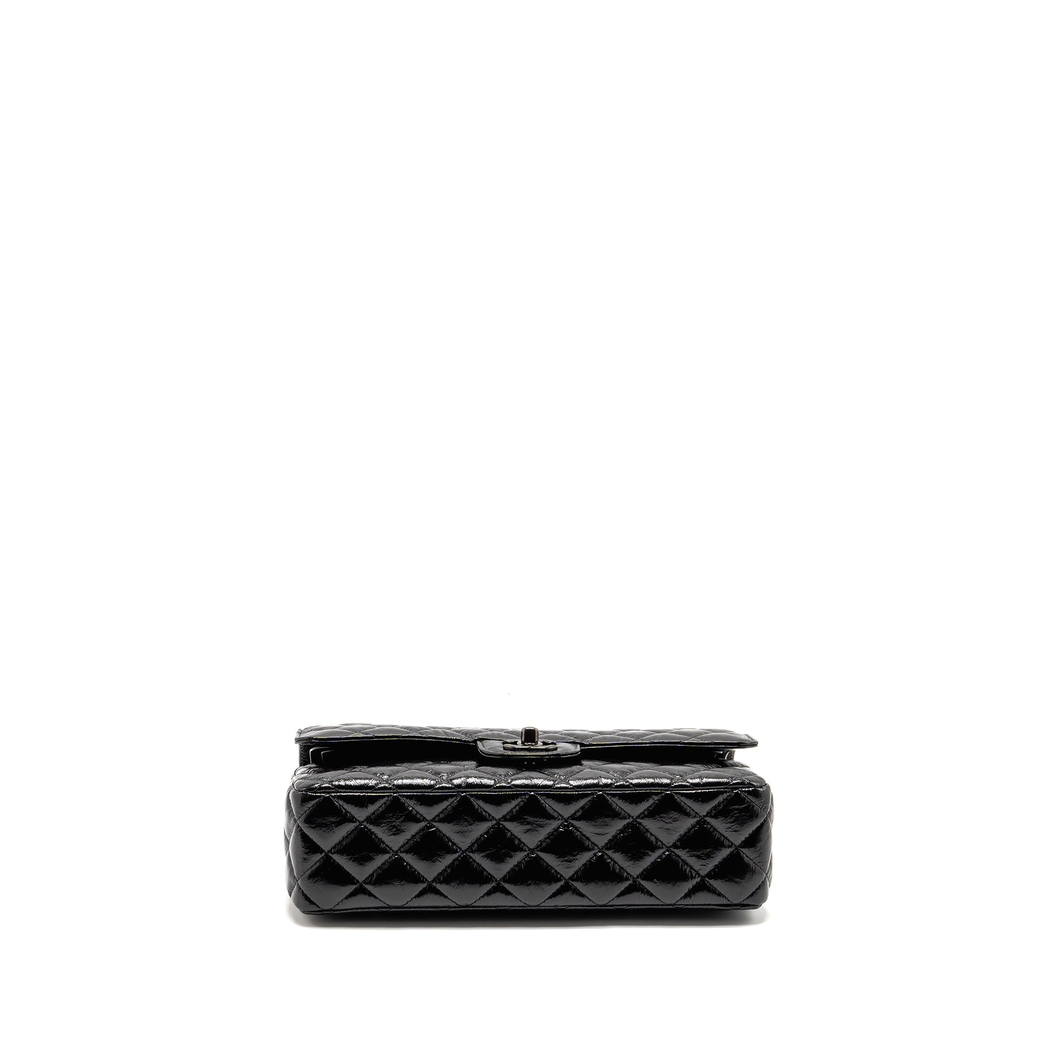 CHANEL MEDIUM CLASSIC DOUBLE FLAP BAG PATENT SO BLACK