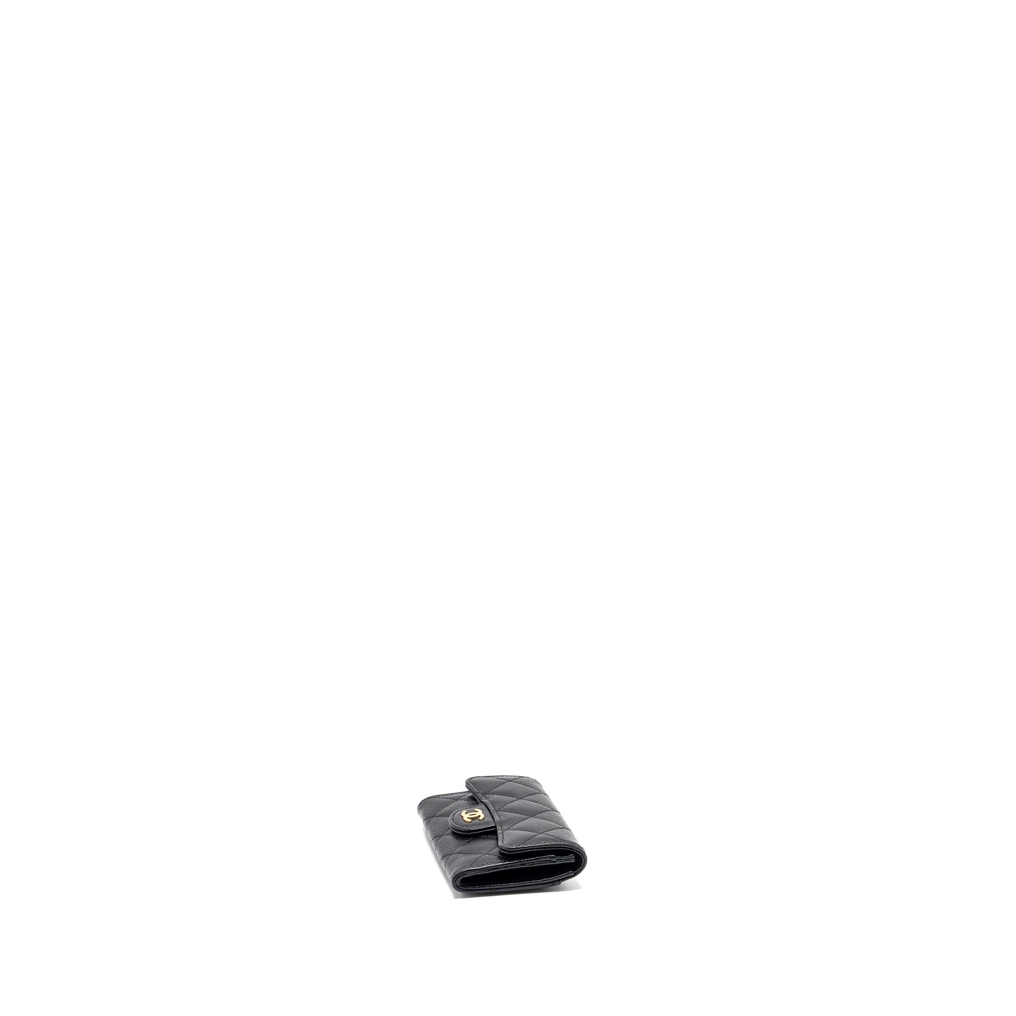 CHANEL CLASSIC FLAP CARD HOLDER CAVIAR BLACK GHW (MICROCHIP)