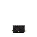 CHANEL QUILTED WALLET ON CHAIN SHINY CALFSKIN BLACK GHW (MICROCHIP)