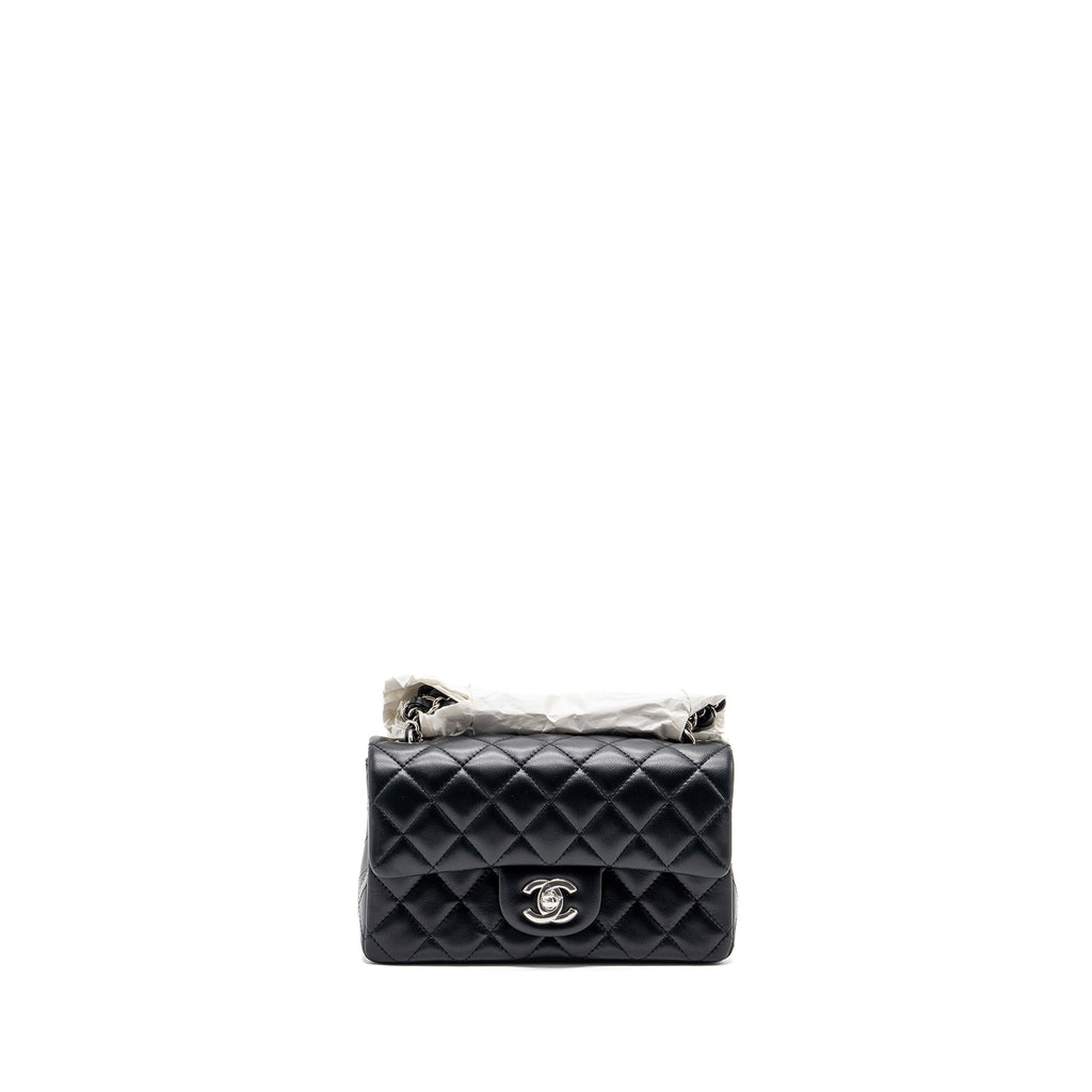 CHANEL MINI RECTANGULAR FLAP BAG LAMBSKIN BLACK SHW (MICROCHIP)