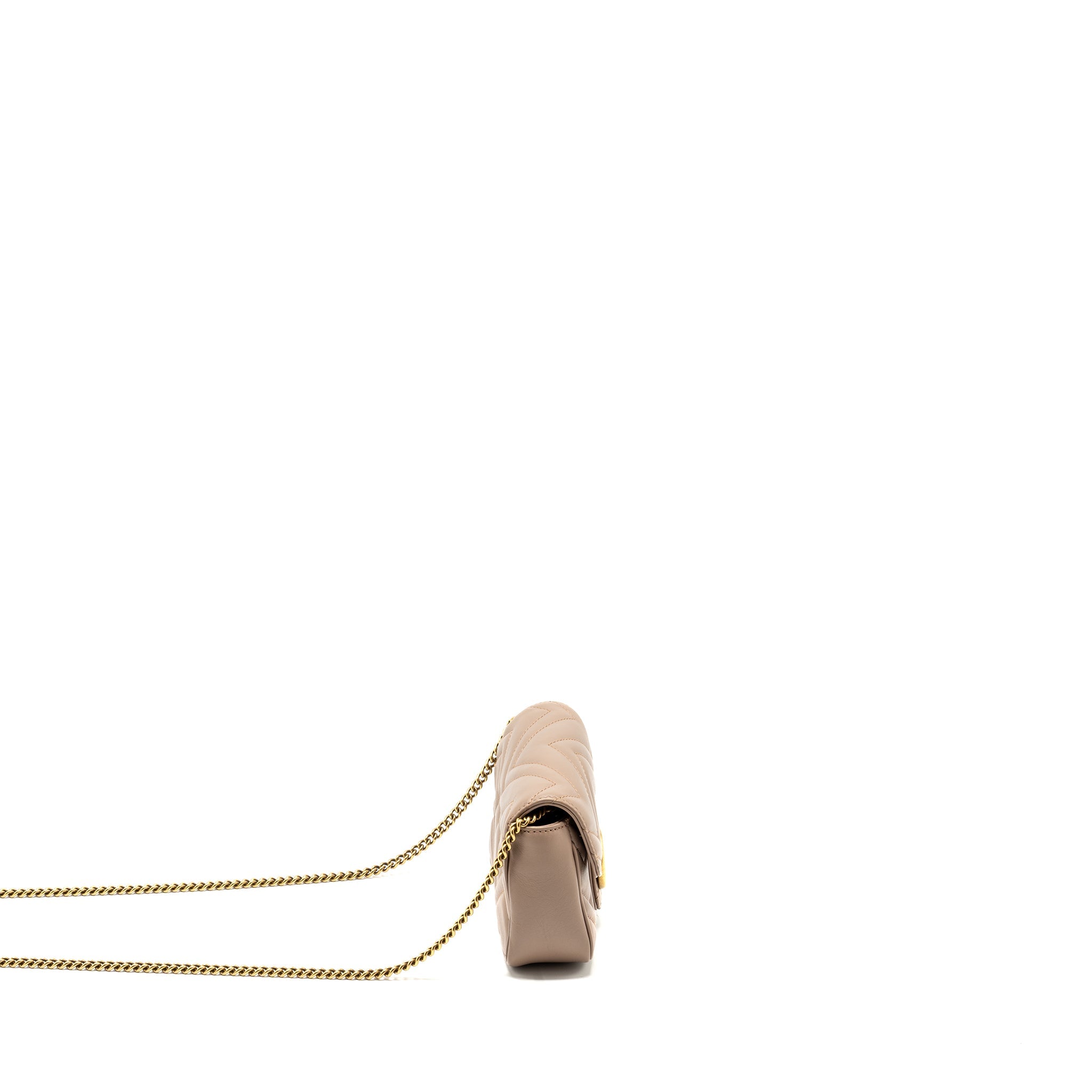 GUCCI SUPER MINI GG MARMONT BAG CALFSKIN BEIGE GHW