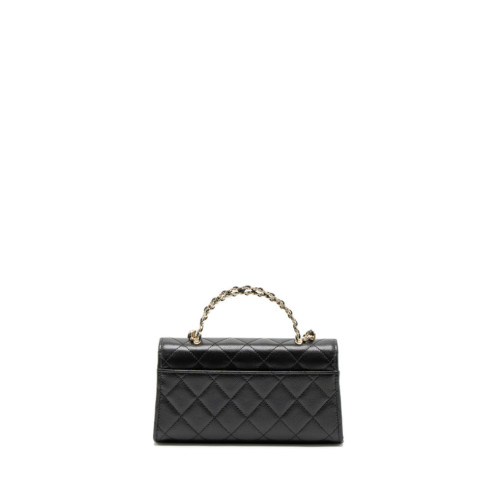 CHANEL 23P TOP HANDLE MINI FLAP BAG CAVIAR BLACK LGHW (MCROCHIP)