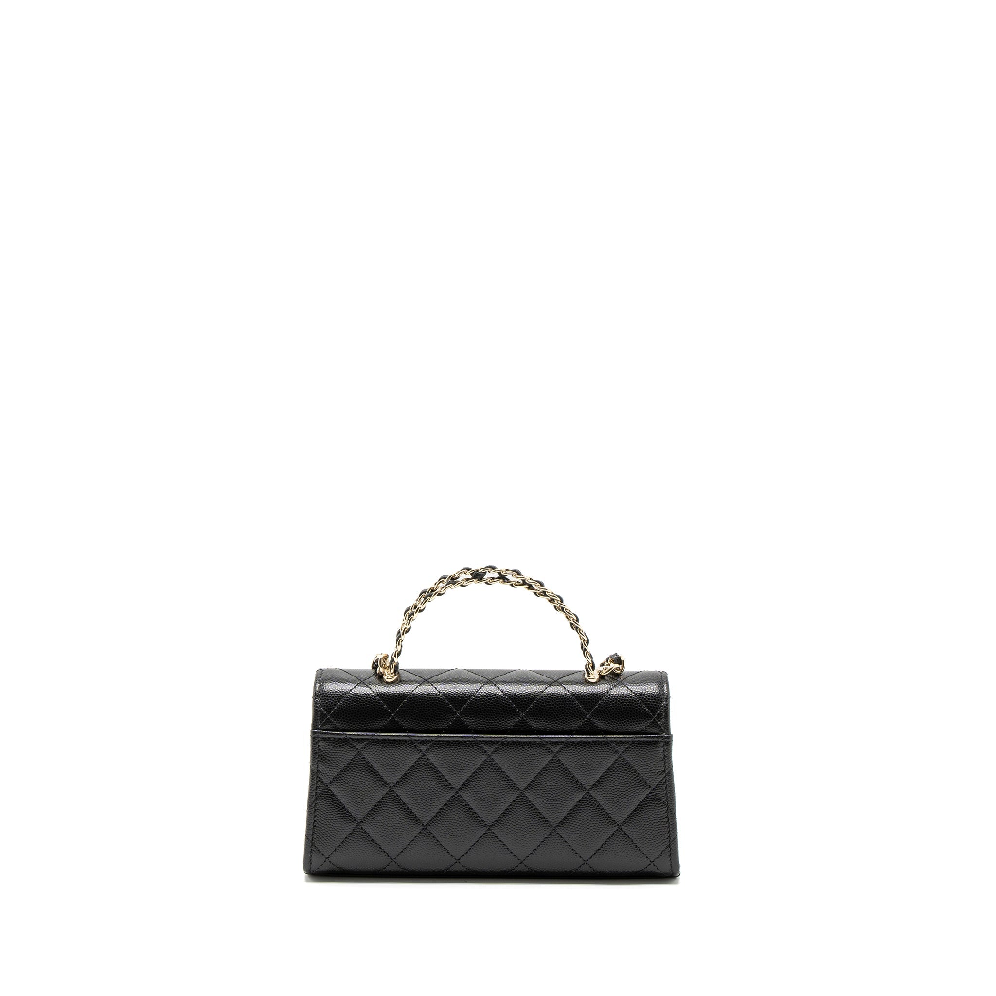 CHANEL 23P TOP HANDLE MINI FLAP BAG CAVIAR BLACK LGHW (MCROCHIP)