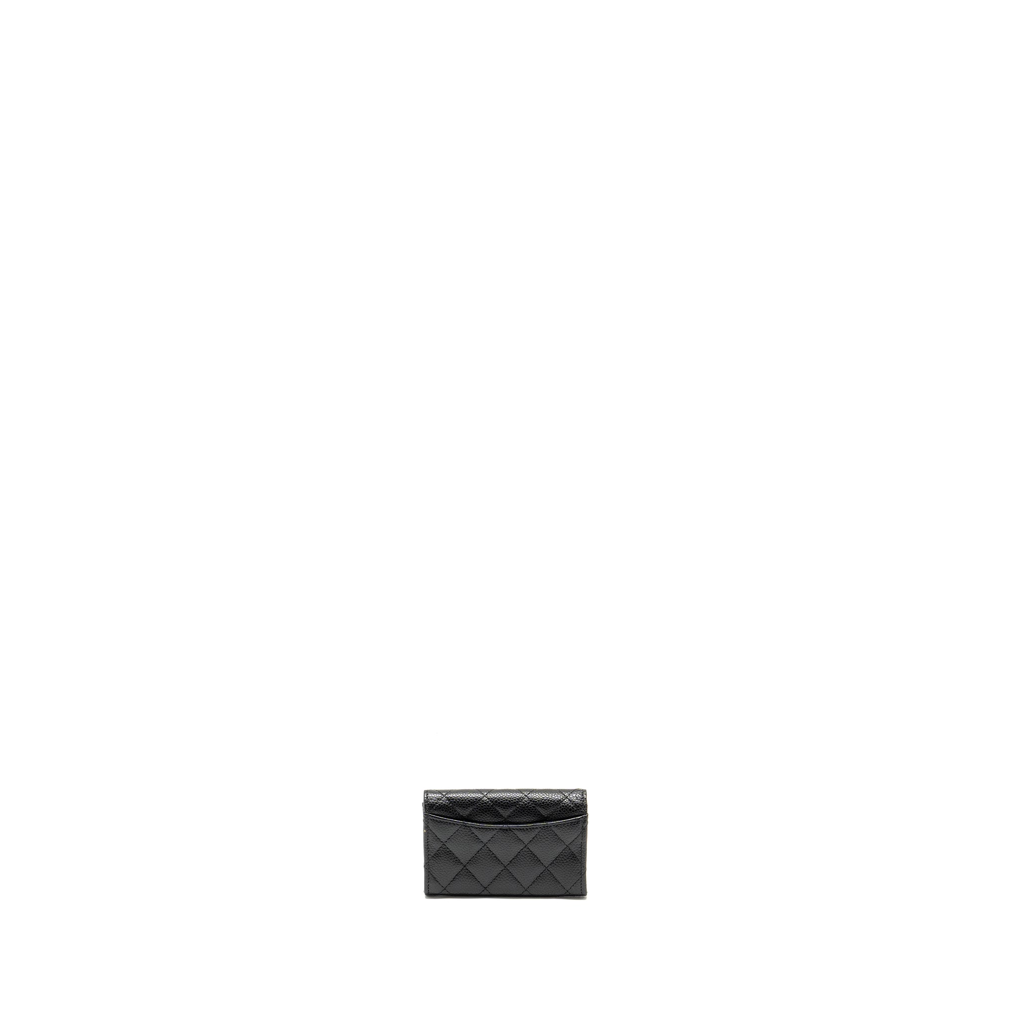 CHANEL CLASSIC FLAP CARD HOLDER CAVIAR BLACK GHW (MICROCHIP)