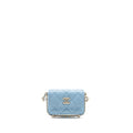 CHANEL MINI FLAP CLUTCH WITH CHAIM LAMBSKIN LIGHT BLUE LGHW