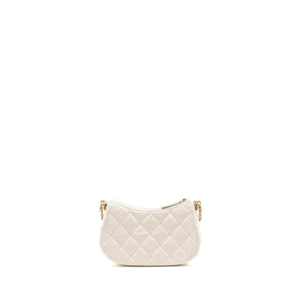 CHANEL 23K HOBO SHOULDER BAG CALFSKIN WHITE GHW (MICROCHIP)