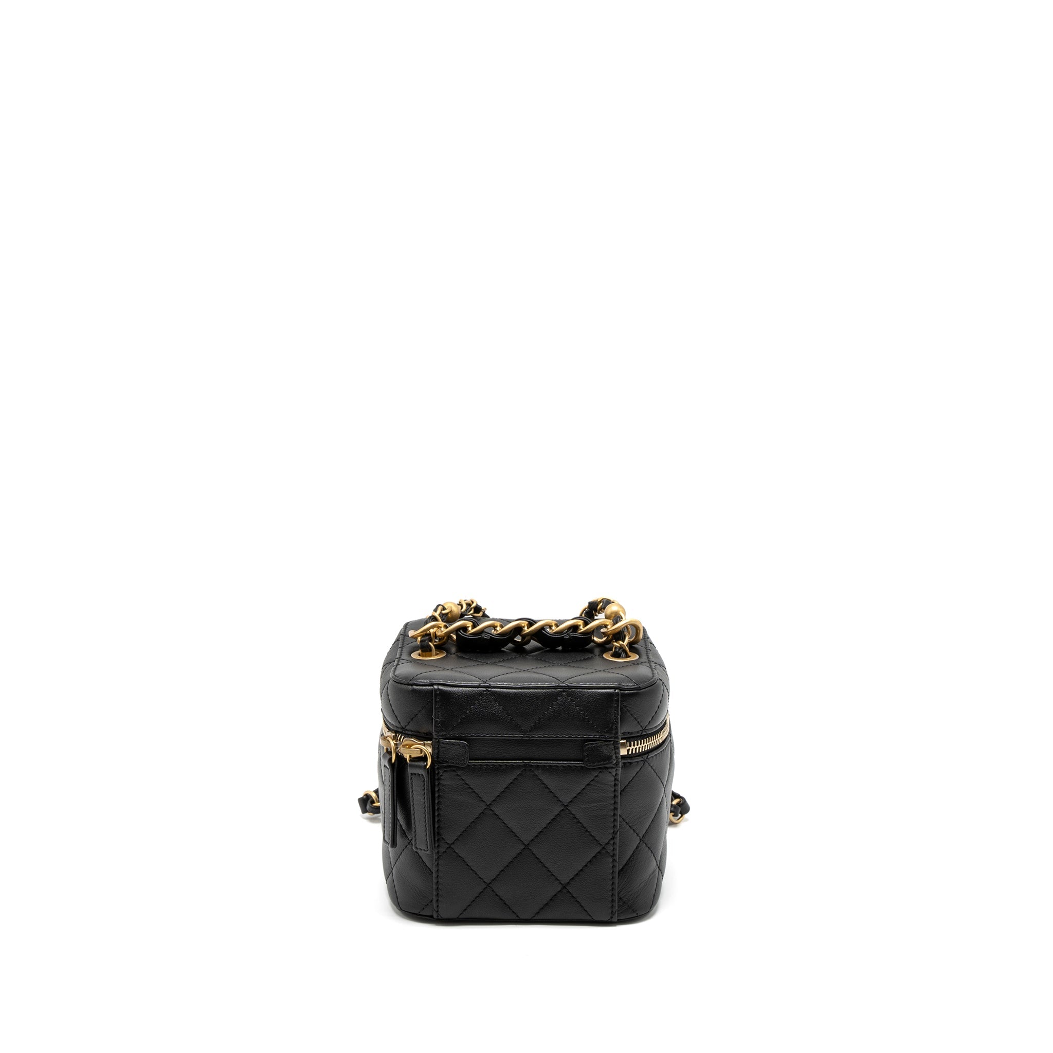 CHANEL TOP HANDLE VANITY CROSSBODY BAG CALFSKIN BLACK BRUSHED GHW (MICROCHIP)