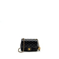 CHANEL PEARL CRUSH MINI SQUARE FLAP BAG LAMBSKIN BLACK GHW (MICROCHIP)