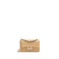 CHANEL SMALL CLASSIC DOUBLE FLAP BAG LAMBSKIN BEIGE SHW (MICROCHIP)