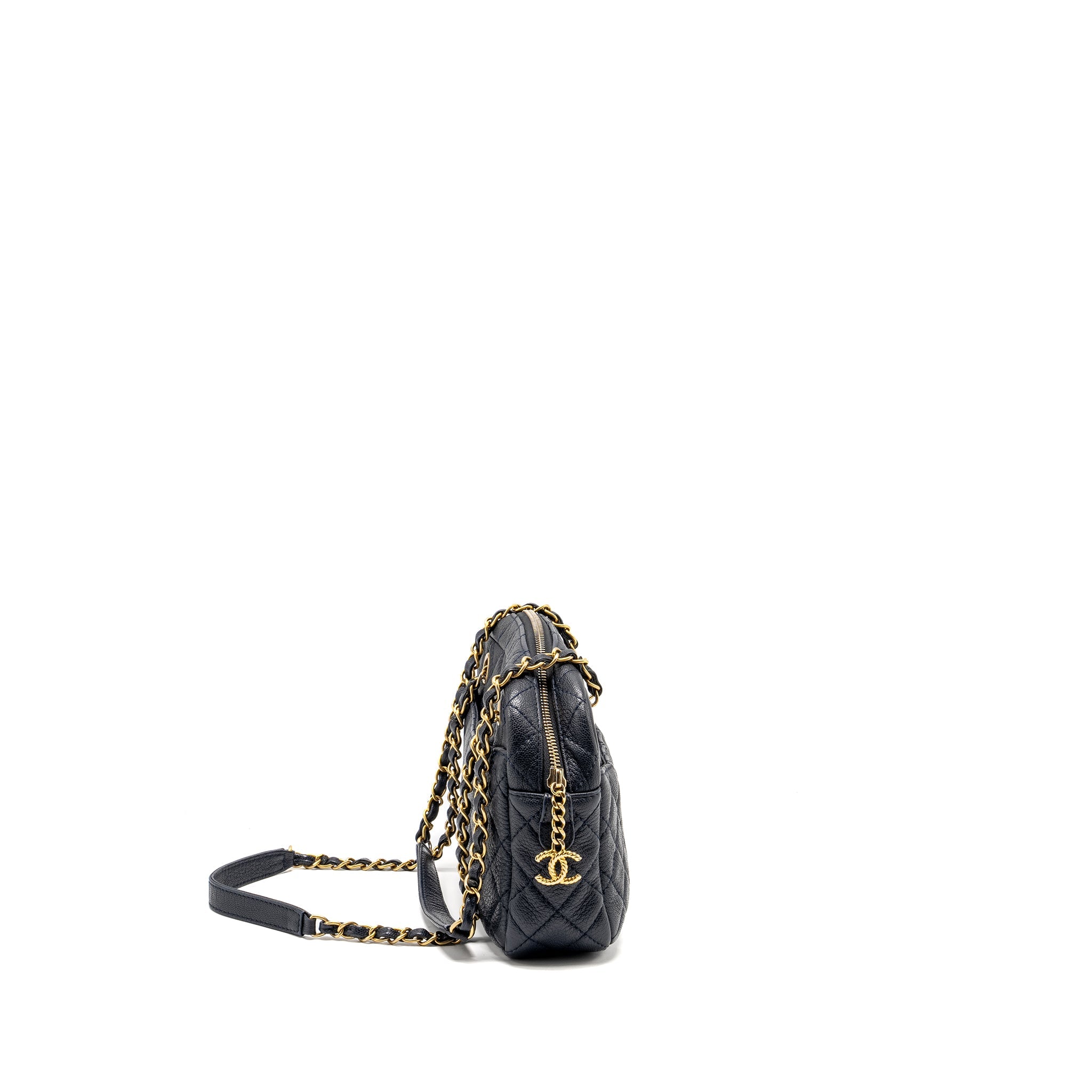 CHANEL 18C CC CAMERA BAG CALFSKIN NAVY GHW