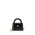 CHANEL MINI KELLY SHOPPING TOTE BAG CALFSKIN BLACK GHW (MICROCHIP)