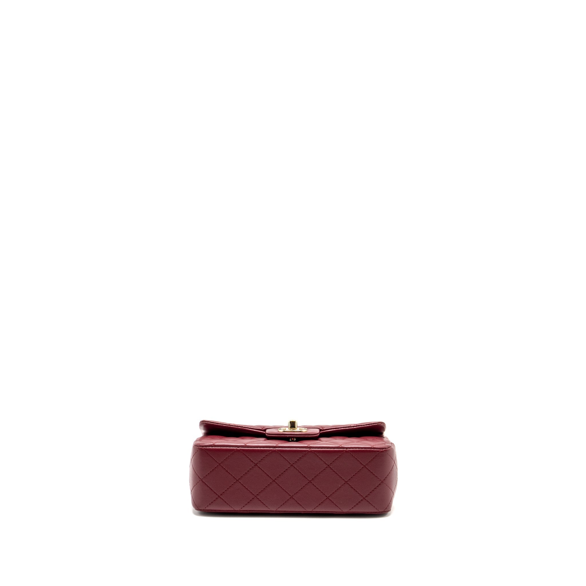 CHANEL TOP HANDLE MINI RECTANGULAR FLAP BAG LAMBSKIN BURGUNDY LGHW (MICROCHIP)
