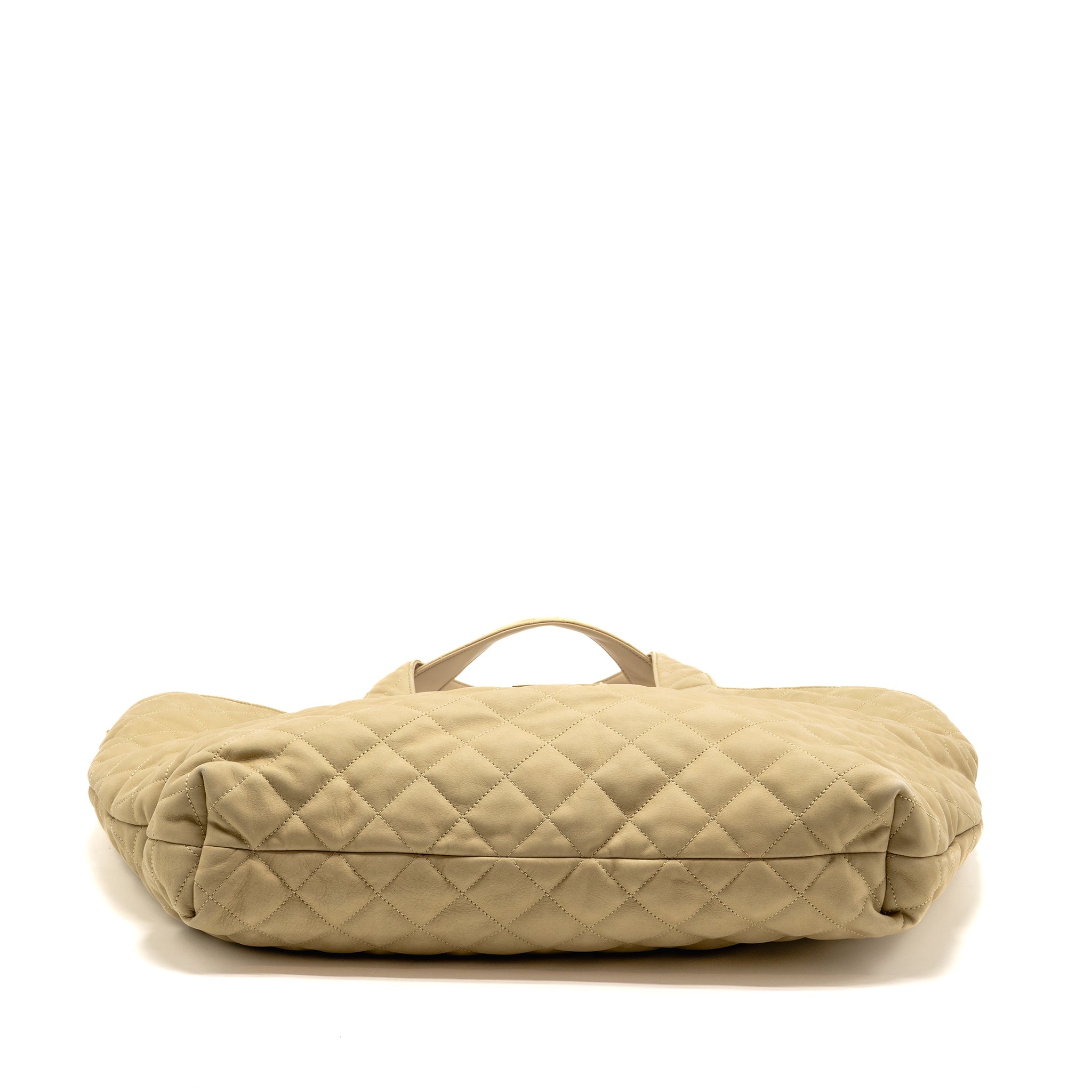 SAINT LAURENT/YSL ICARE MAXI QUILTED TOTE BAG NUBUCK SUEDE BEIGE GHW