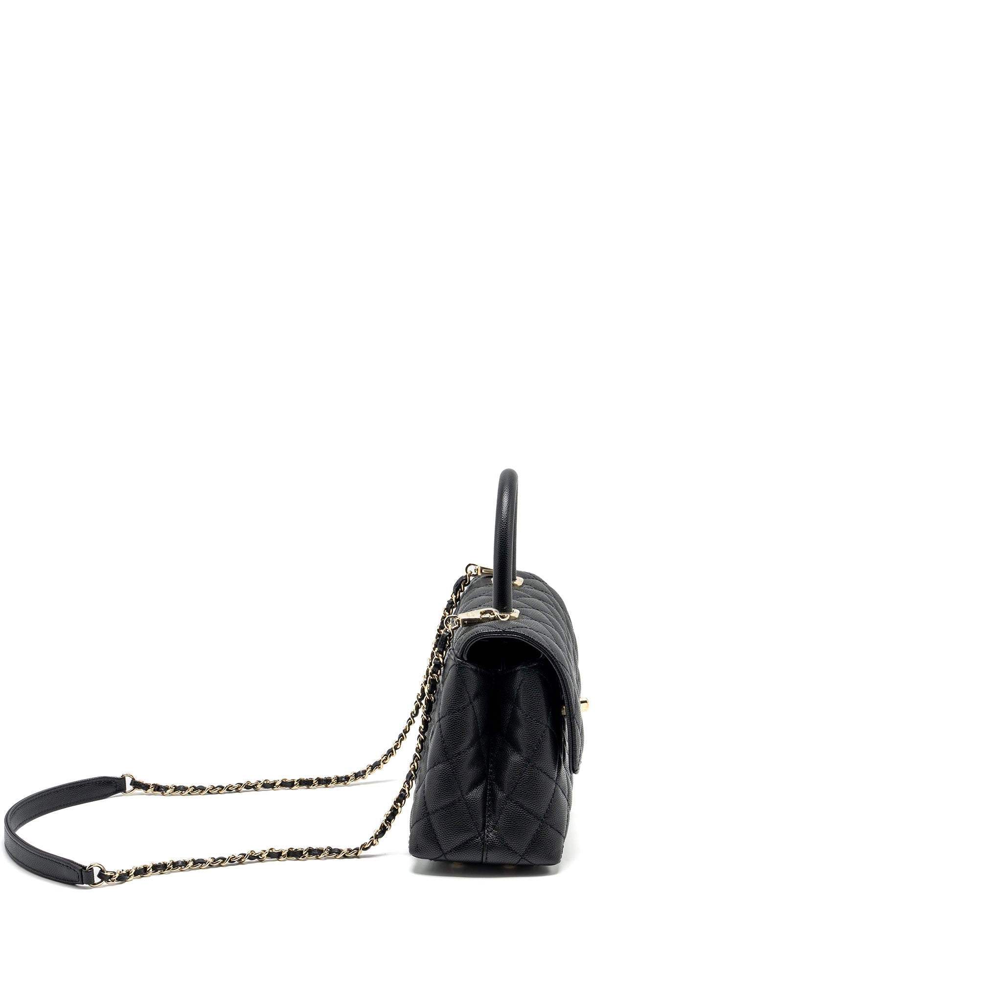 CHANEL SMALL COCO HANDLE CAVIAR BLACK LGHW (MICROCHIP)