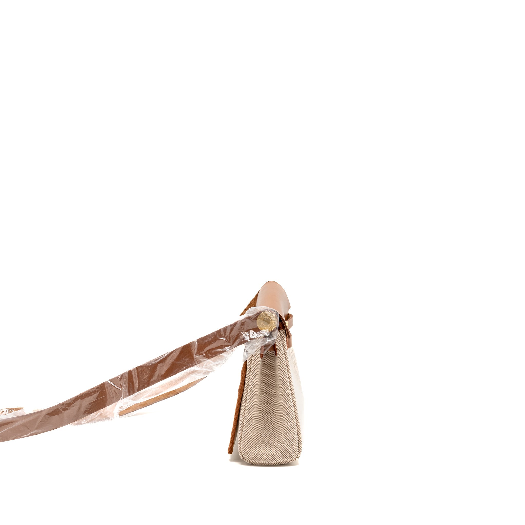 HERMES HERBAG MINI CANVAS/HUNTER ECRU-BEIGE/FAUVE GHW