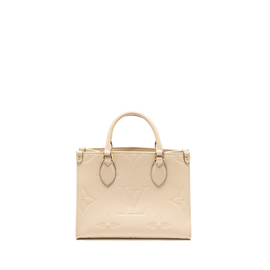 LOUIS VUITTON ONTHEGO PM MONOGRAM EMPREINTE LEATHER CREME GHW