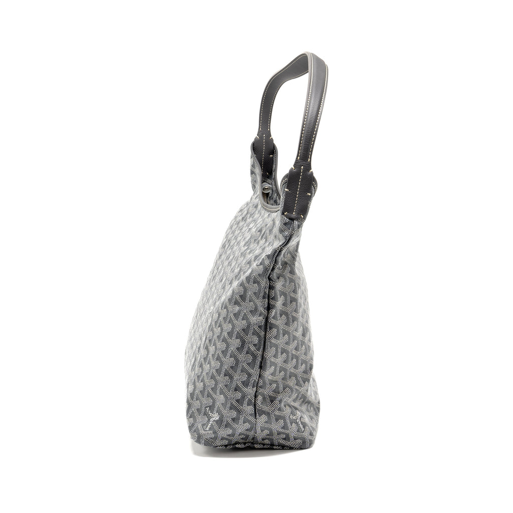 GOYARDBOHEME HOBO BAG GOYARDINE CANVAS/CALFSKIN GRIS SHW