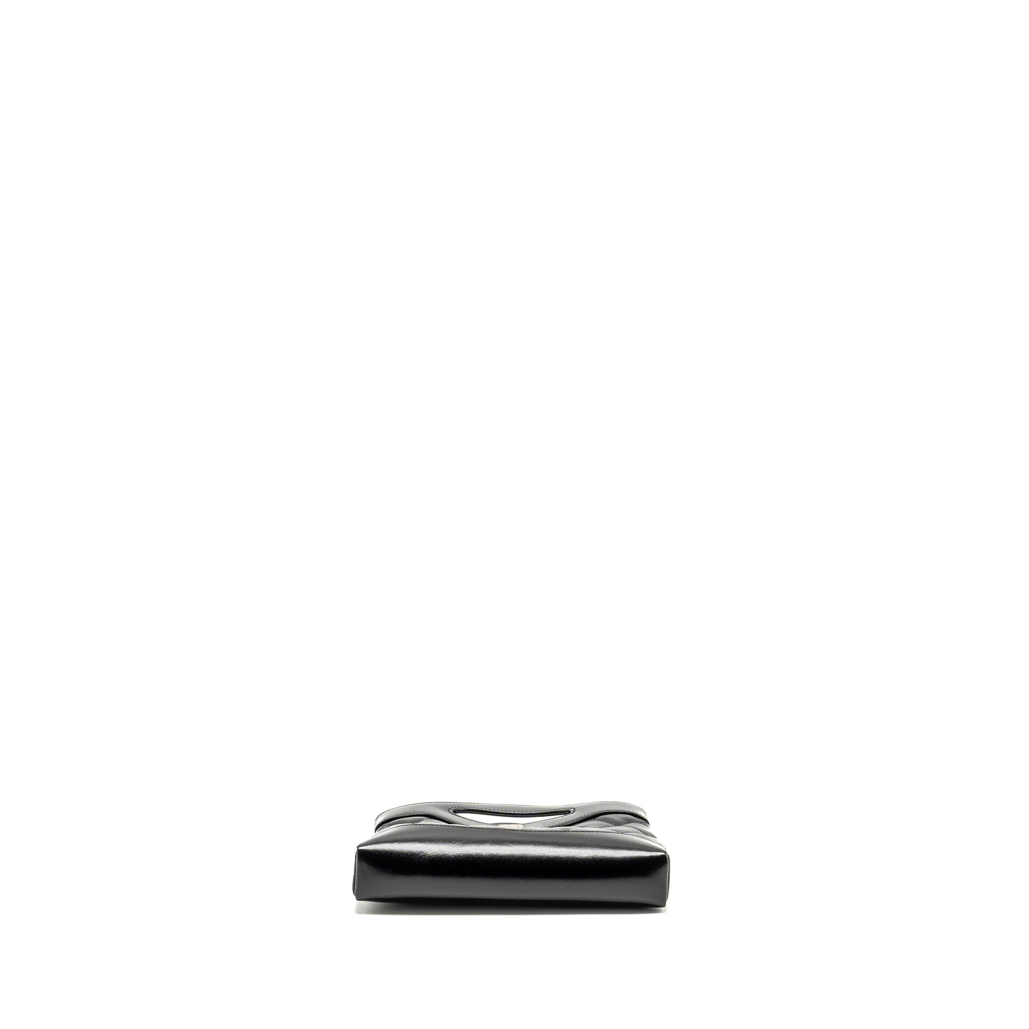 CHANEL MINI 31 CLUTCH WITH CHAIN SHINY CALFSKIN BLACK LGHW (MICROCHIP)
