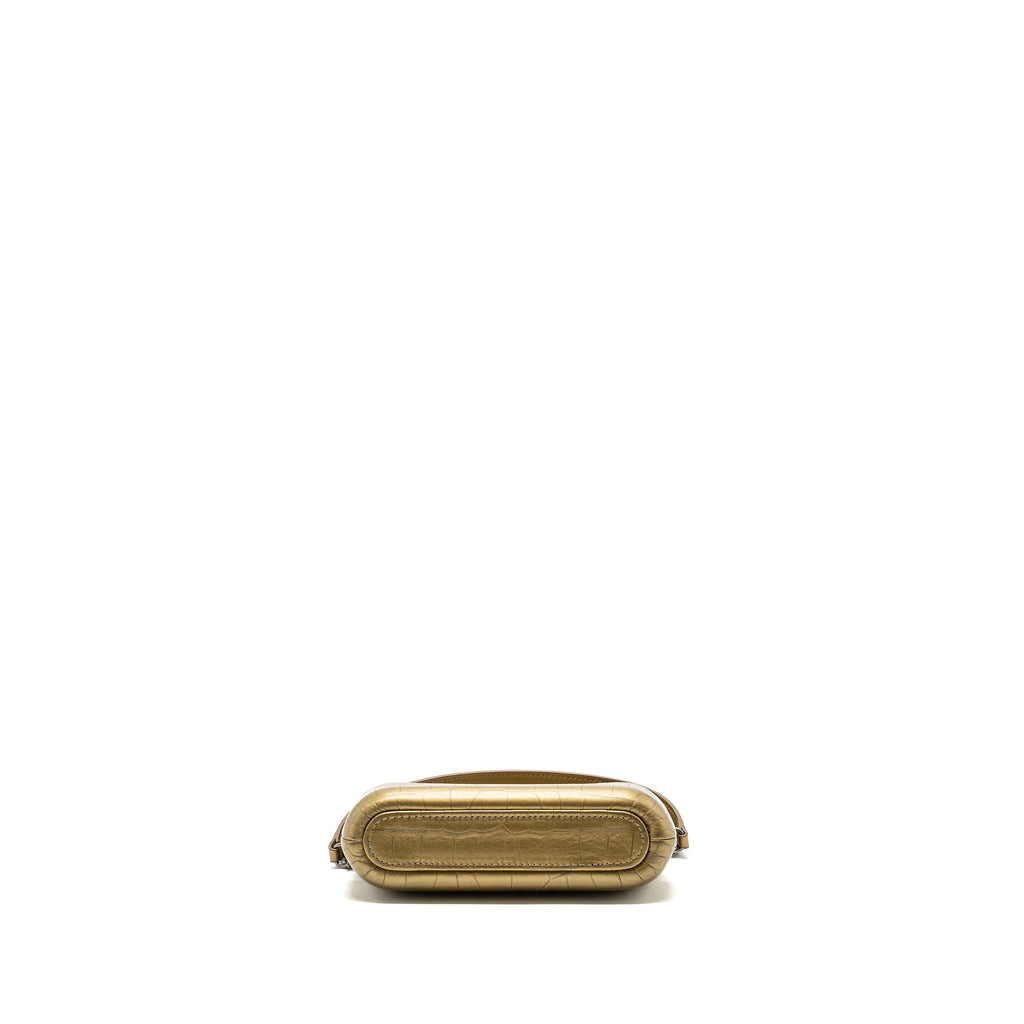 CHANEL GABRIELLE DOUBLE ZIP CLUTCH ON CHAIN CROCODILE-EMBOSSED CALFSKIN GOLD MULTICOLOUR HARDWARE