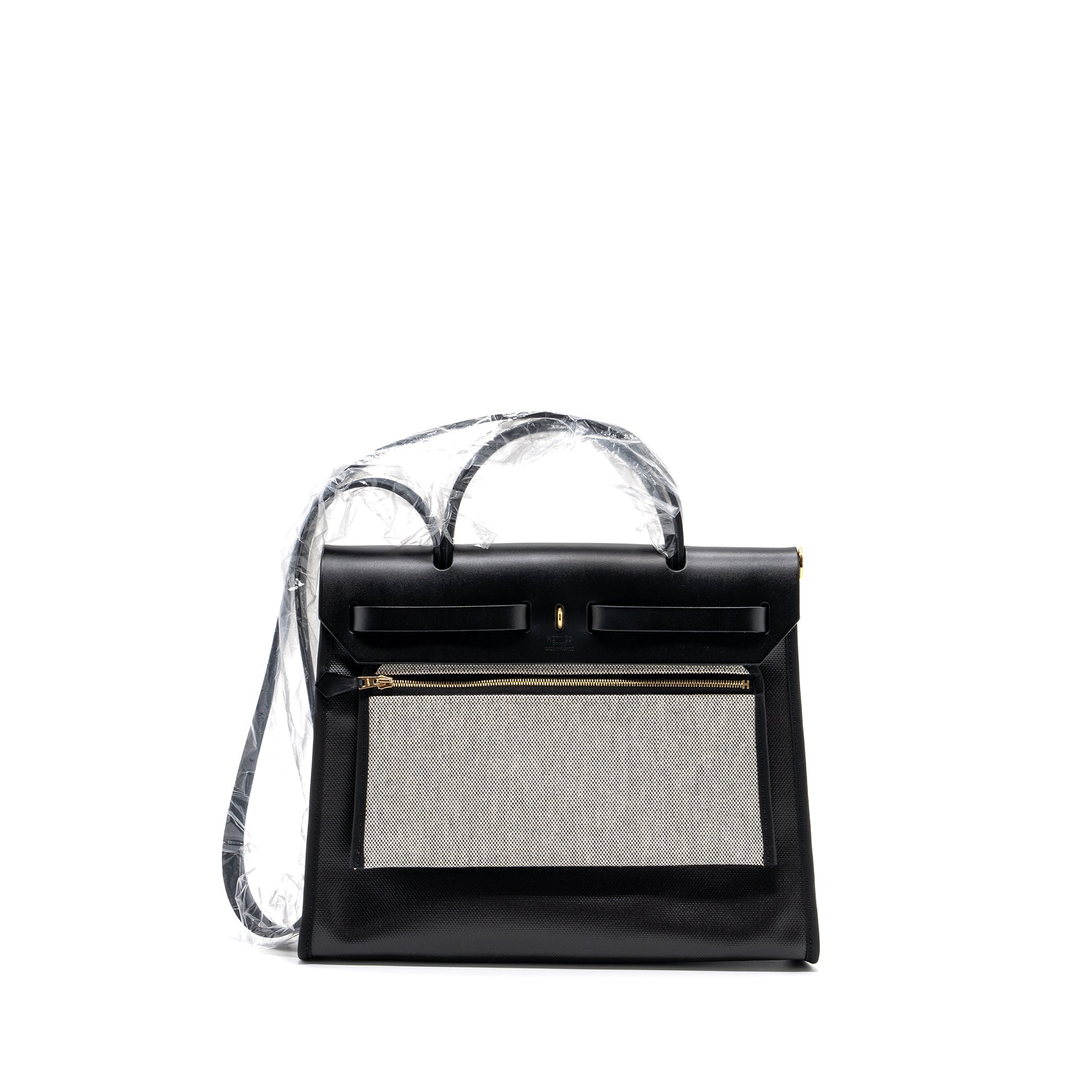 HERMES HERBAG 31 WITH BERLINE CANVAS AND HUNTER IN BLACK GHW