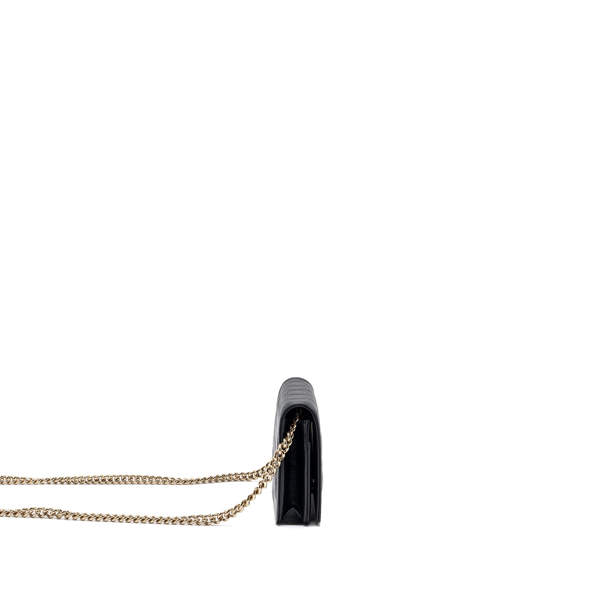 CHANEL BOY WALLET ON CHAIN CAVIAR BLACK LGHW (MICROCHIP)