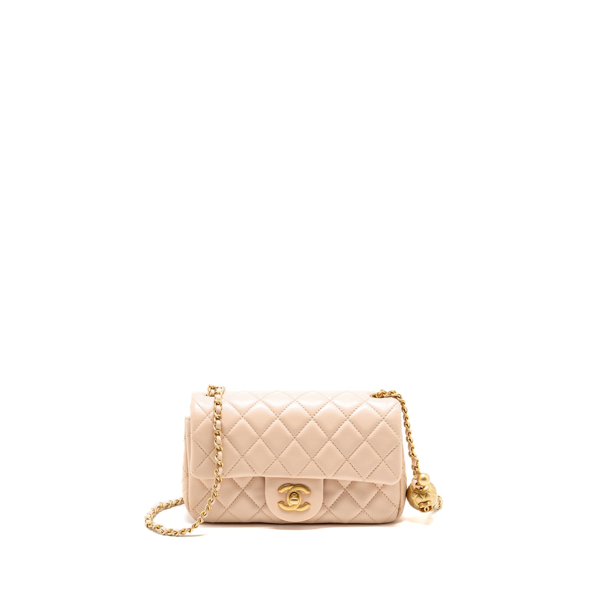 CHANEL PEARL CRUSH MINI RECTANGULAR FLAP BAG LAMBSKIN LIGHT PINK GHW (MICROCHIP)