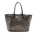 GOYARD SAINT LOUIS PM TOTE BAG GOYARDINE CANVAS / CALFSKIN BLACK SHW
