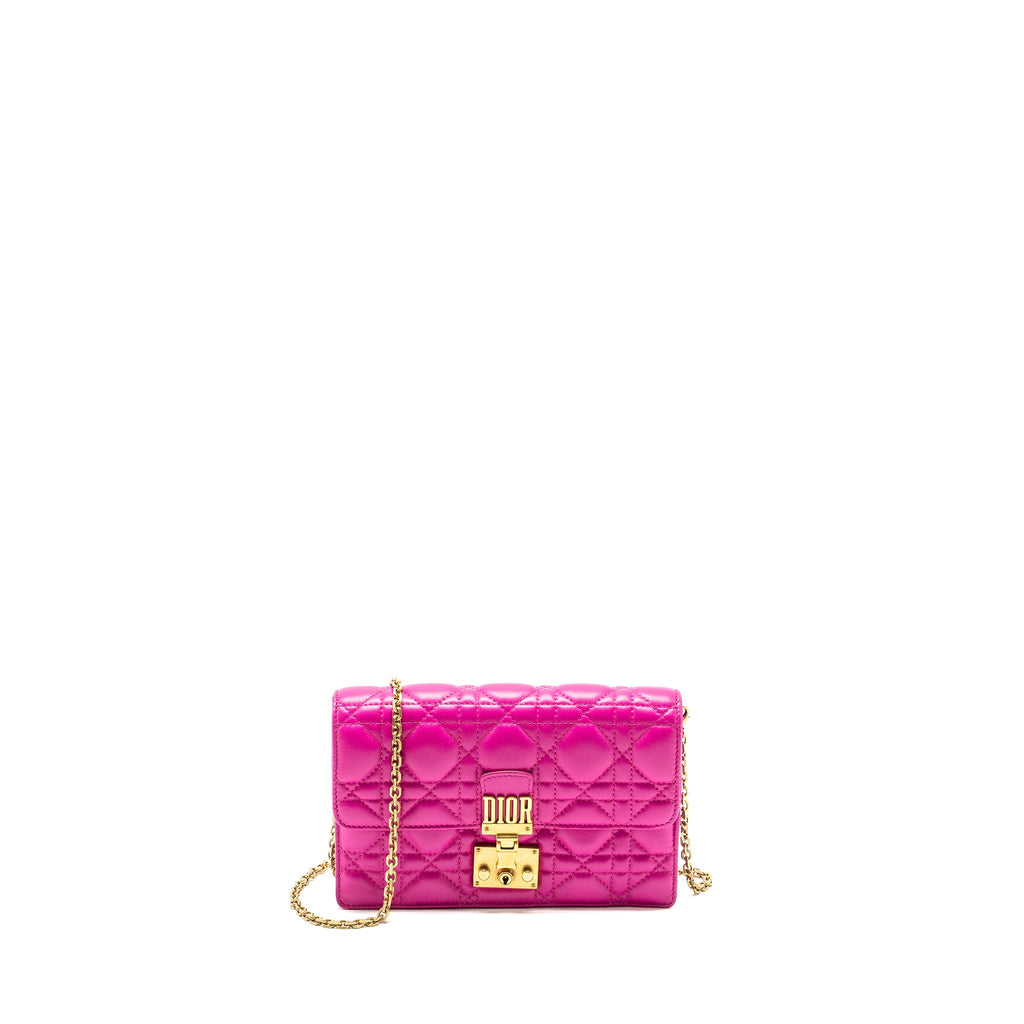 DIOR DIORADDICT WALLET ON CHAIN LAMBSKIN PINK GHW