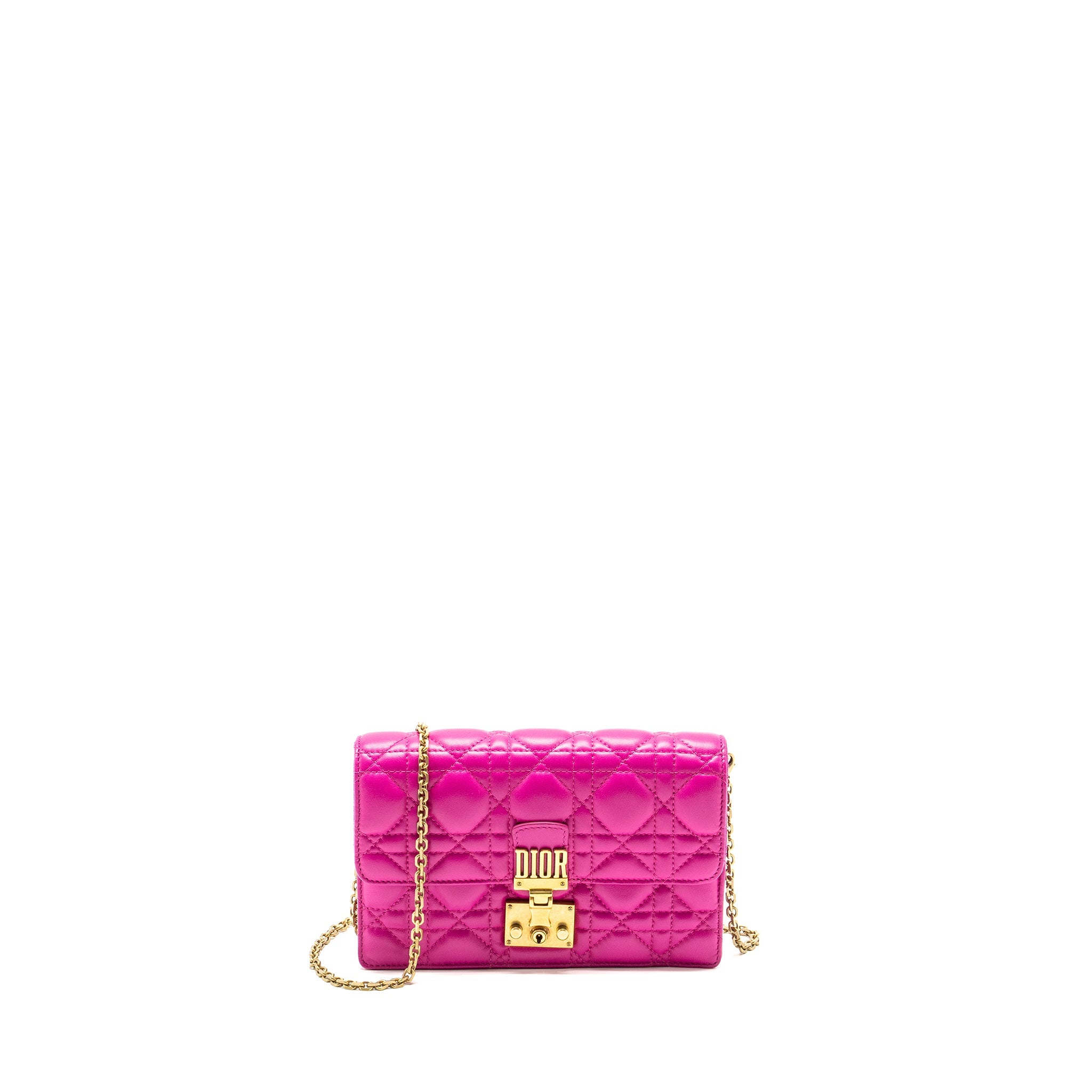 DIOR DIORADDICT WALLET ON CHAIN LAMBSKIN PINK GHW