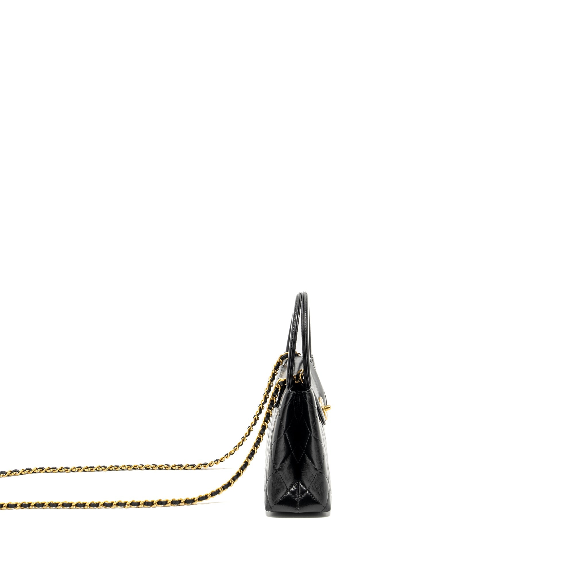CHANEL MINI KELLY SHOPPING TOTE BAG CALFSKIN BLACK GHW (MICROCHIP)