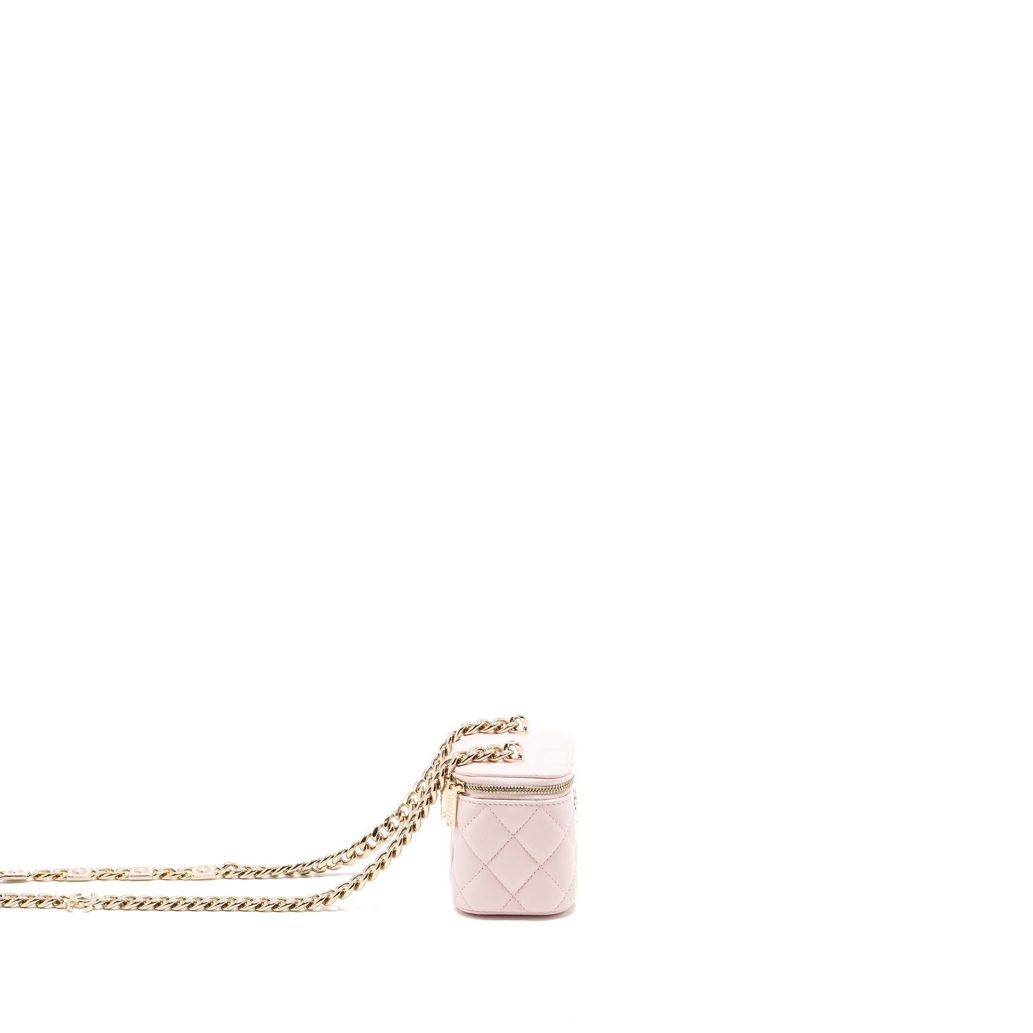 CHANEL MINI VANITY CASE WITH GIANT CHAIN LAMBSKIN PINK LGHW