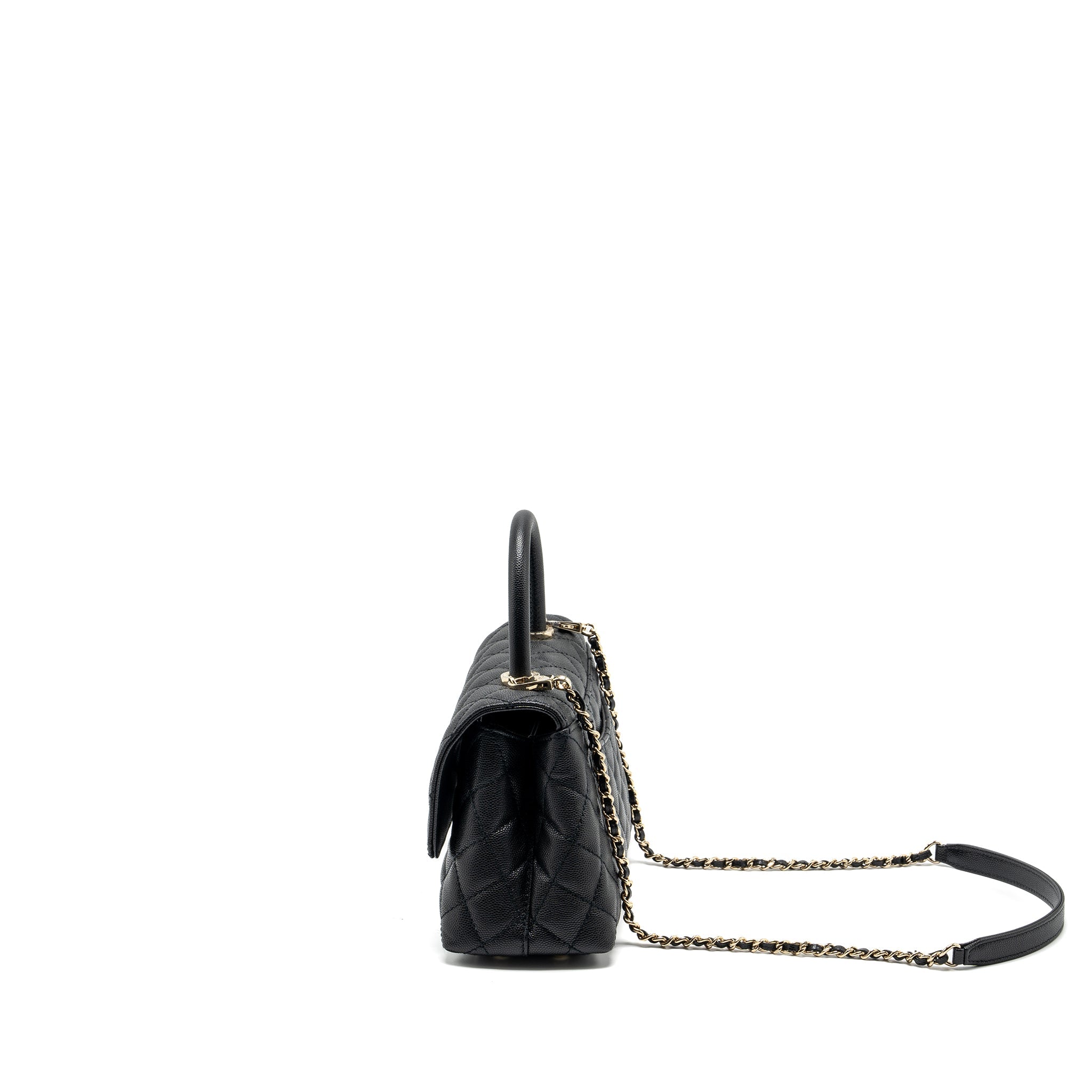 CHANEL SMALL COCO HANDLE CAVIAR BLACK LGHW (MICROCHIP)