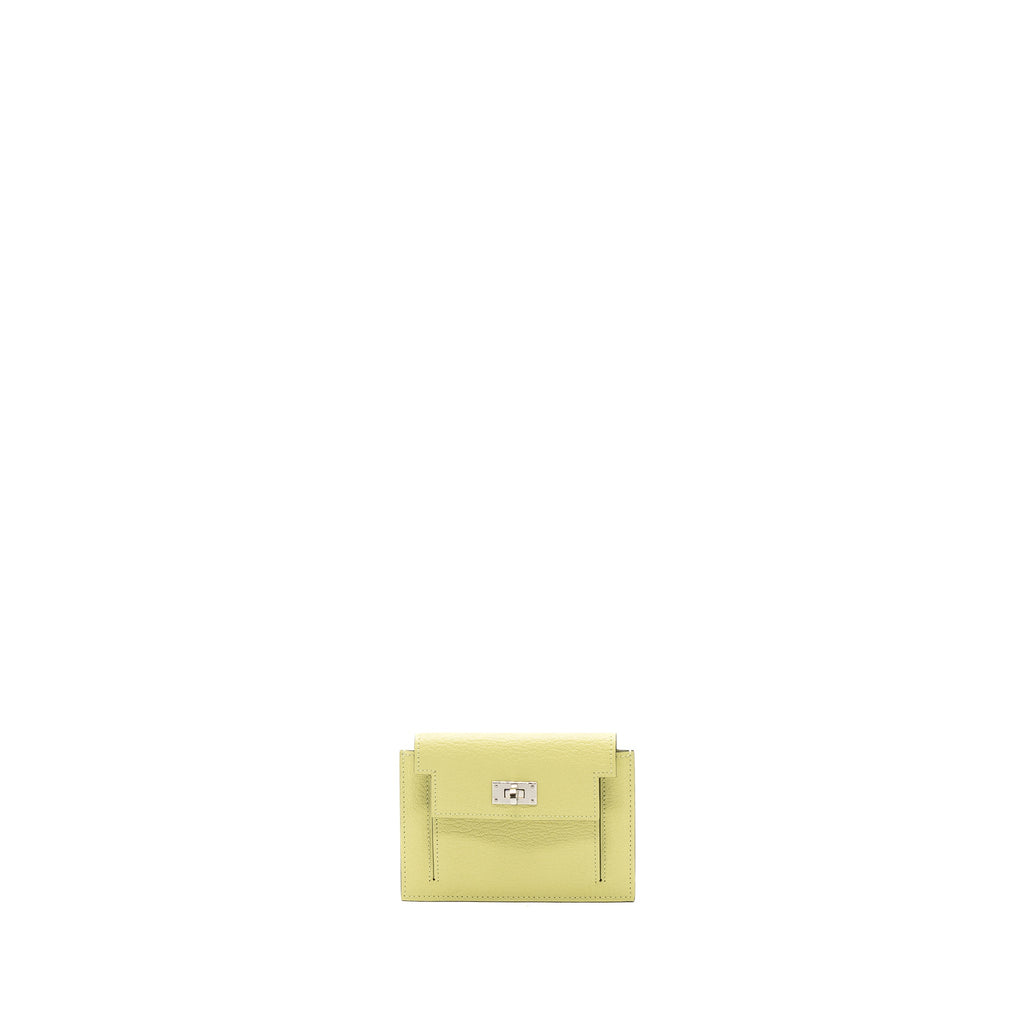 HERMES KELLY POCKET COMPACT CHEVRE MYSORE R9 JAUNE BOURGE SHW