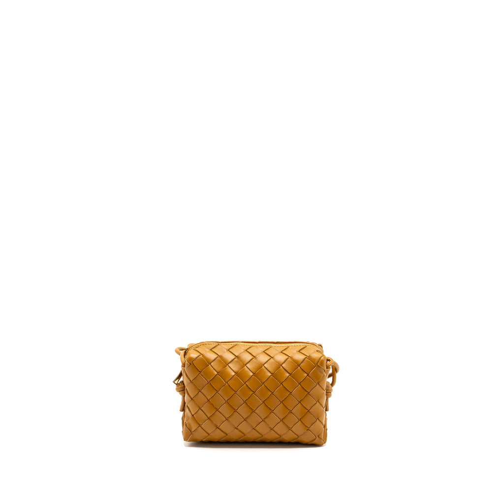 BOTTEGA VENETA MINI LOOP CAMERA BAG LAMBSKIN CARAMEL GHW
