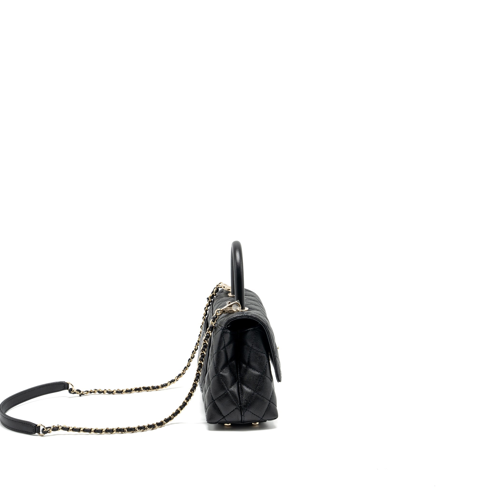 CHANEL SMALL COCO HANDLE CAVIAR BLACK LGHW (MICROCHIP)