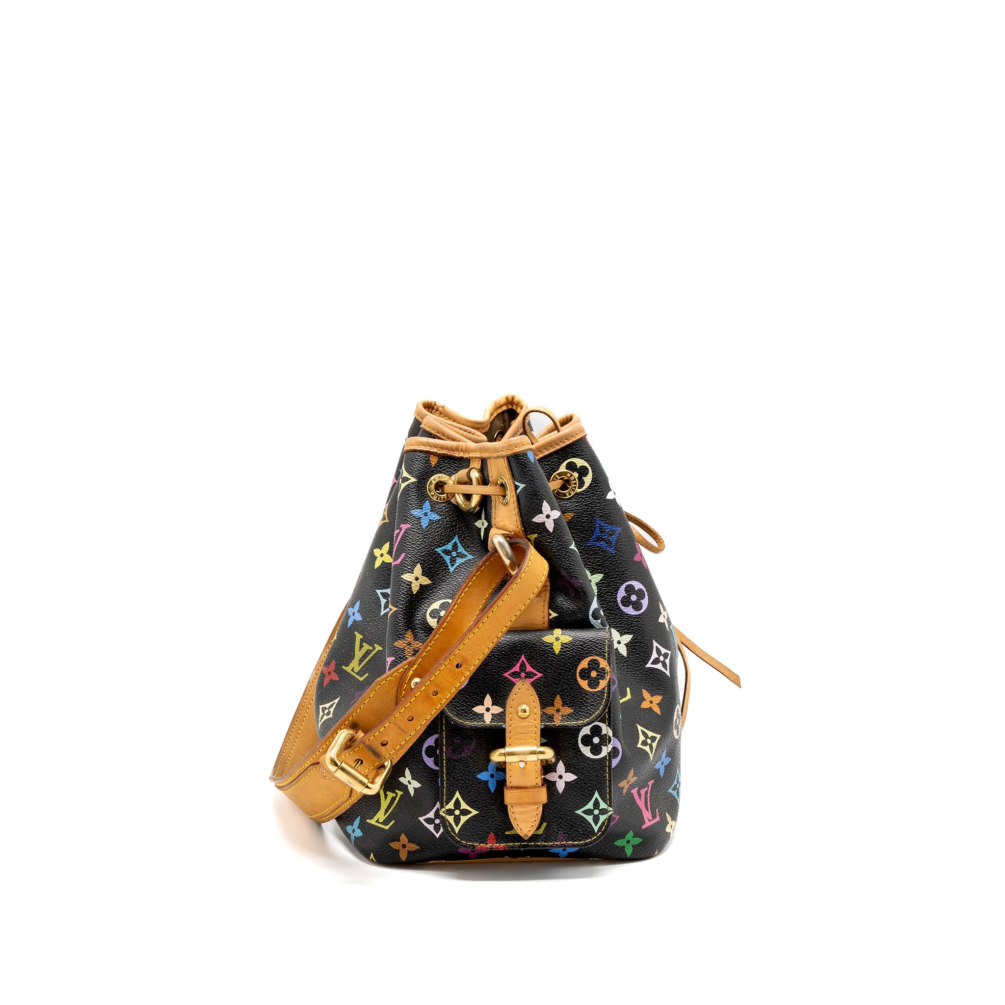LOUIS VUITTON PETIT NOE BLACK MULTICOLOUR MONOGRAM CANVAS GHW