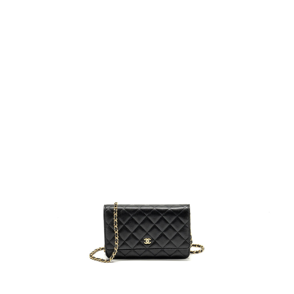 CHANEL CLASSIC WALLET ON CHAIN CAVIAR BLACK GHW (MICROCHIP)