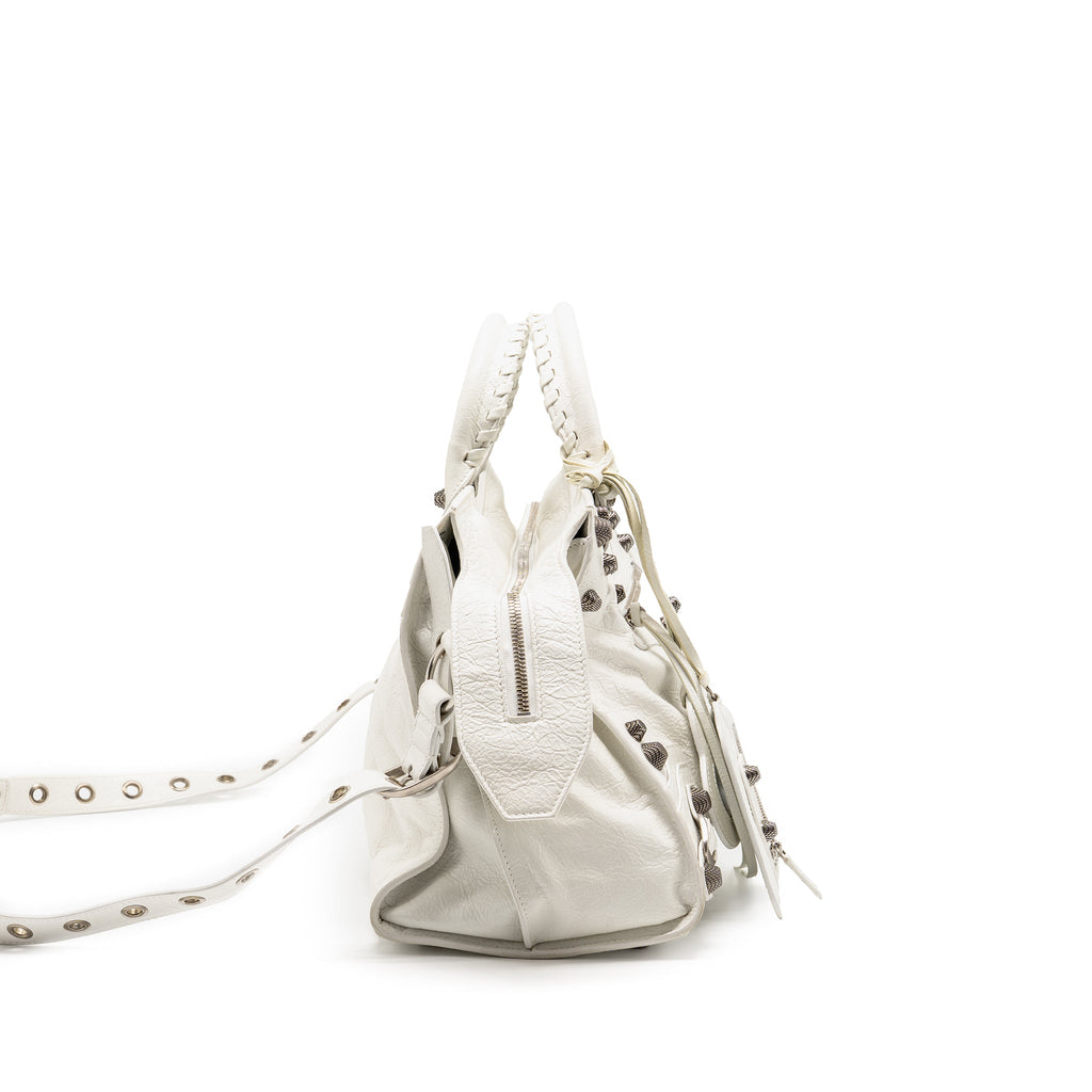 BALENCIAGA NEO CAJOLE CITY SHOULDER BAG LEATHER WHITE SHW