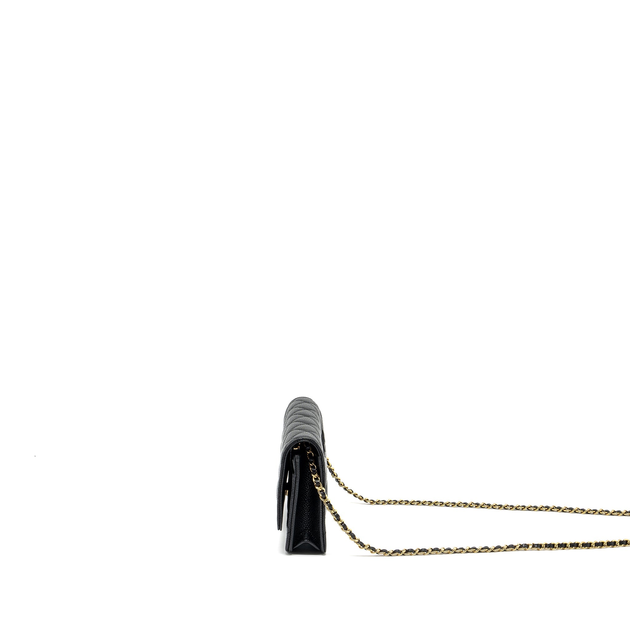 CHANEL CLASSIC WALLET ON CHAIN CAVIAR BLACK GHW(MICROCHIP)