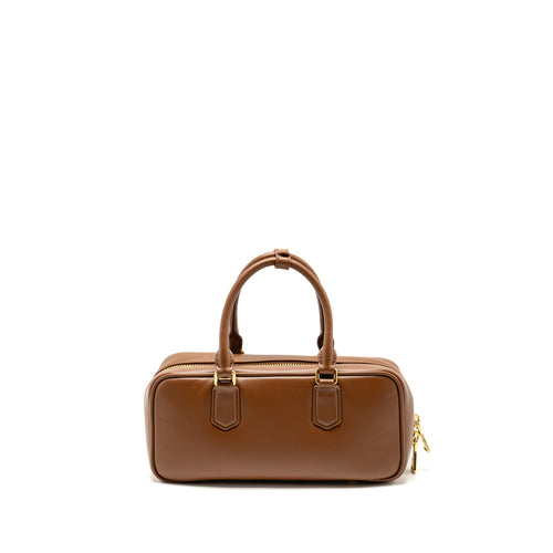 MIU MIU COGNAC ARCADIE LEATHER BAG BROWN GHW