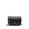 CHANEL SMALL 2.55 REISSUE FLAP BAG AGED CALFSKIN BLACK SHW