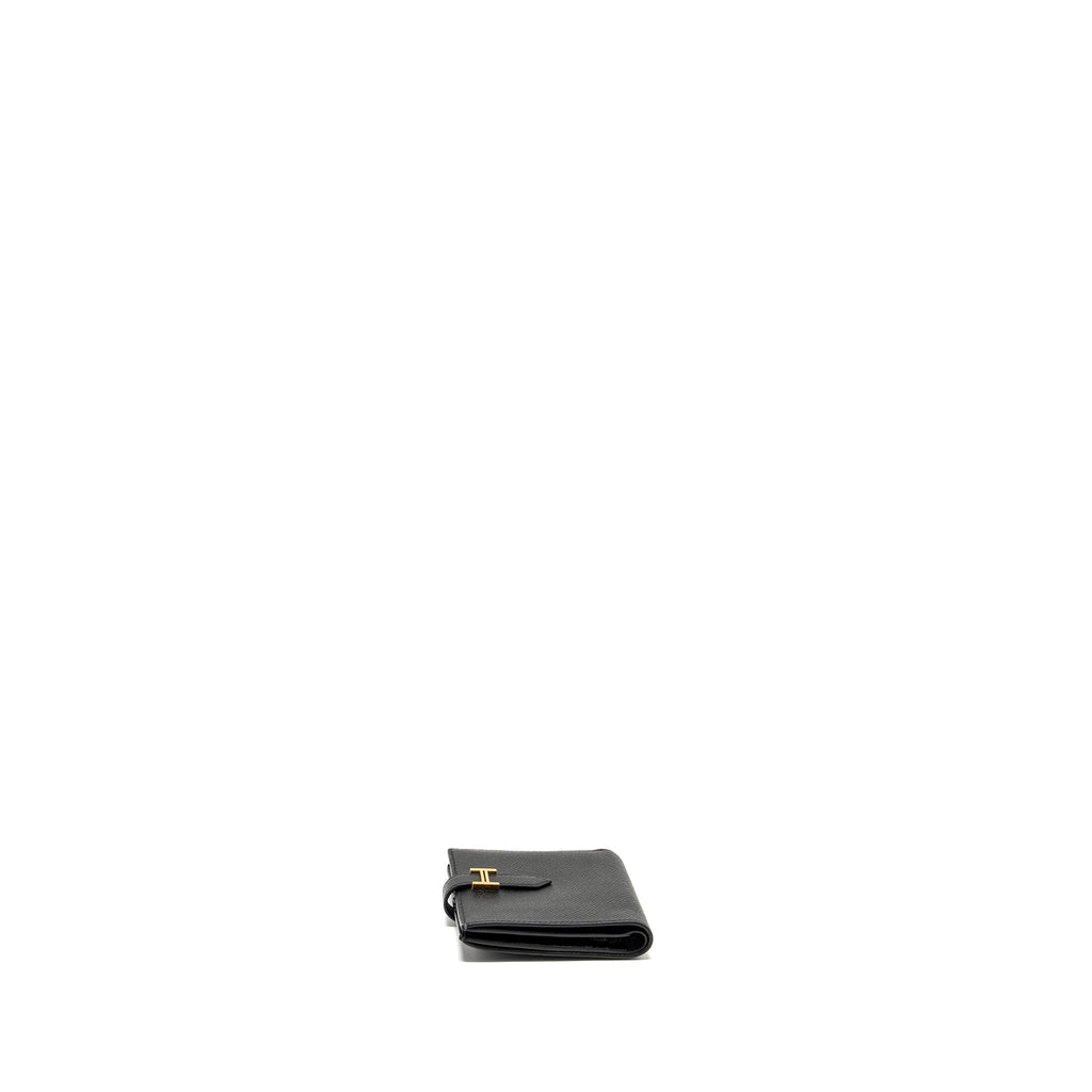 HERMES BEARN COMPACT WALLET EPSOM BLACK GHW